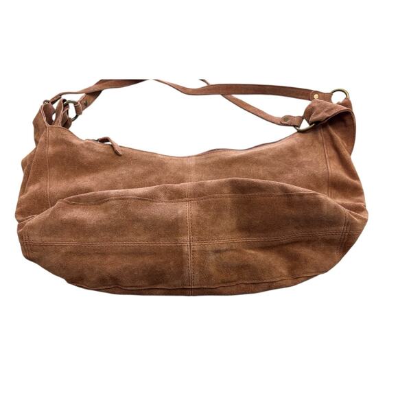 Free People Roma Suede Tote Bag in Coconut Shell Crossbody Slouchy Hobo Bohemian - Picture 9 of 14